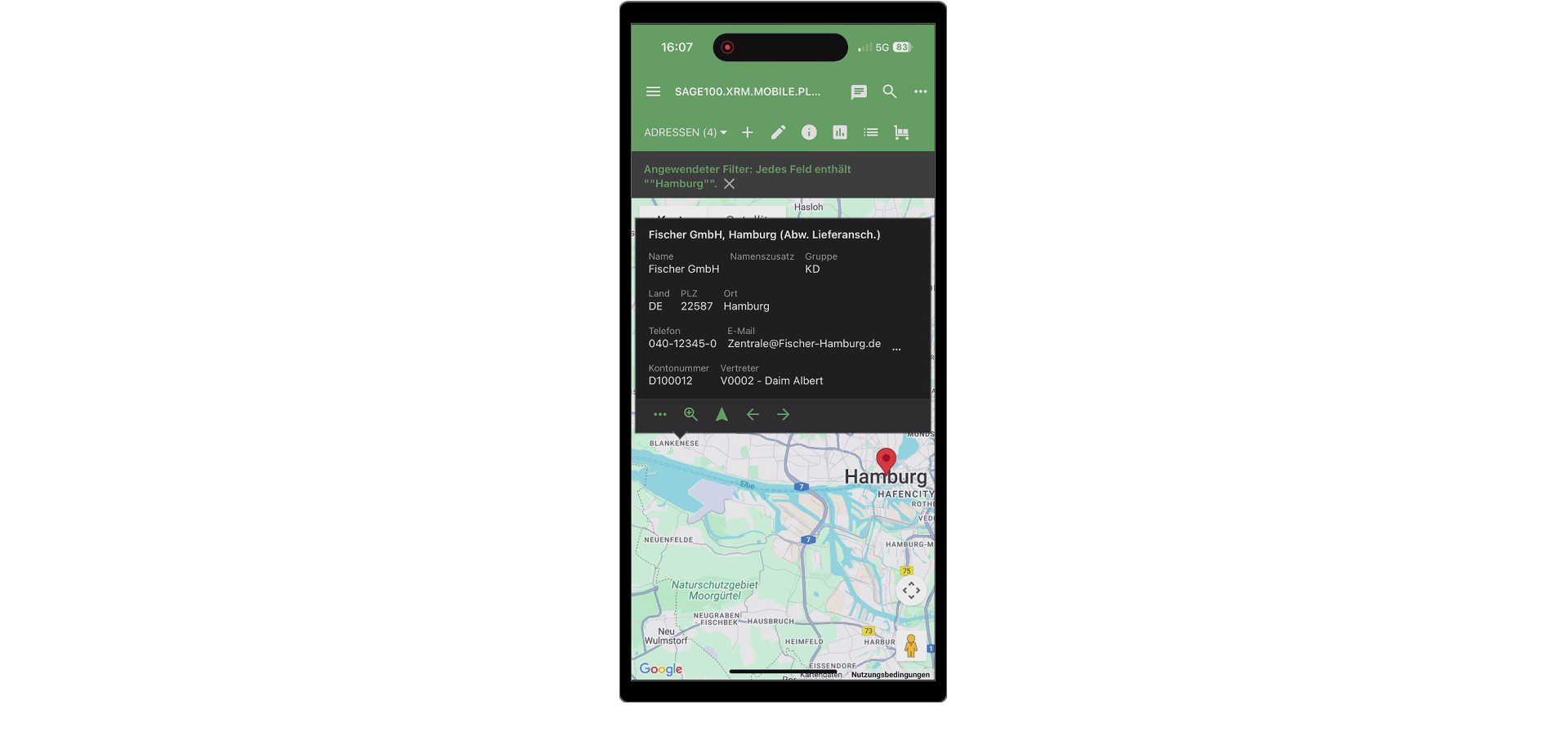 xRM Mobile Plus Kartenansicht